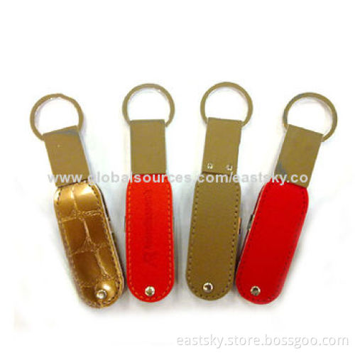 Promotional Leather Twist USB Flash Drive, Supports Hot-swap Capability and Plug-and-play Function